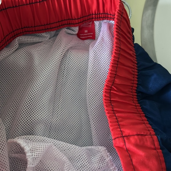 Budweiser bathing suit in navy blue with red waistband. 2 pockets. Drawstring. - Picture 5 of 5